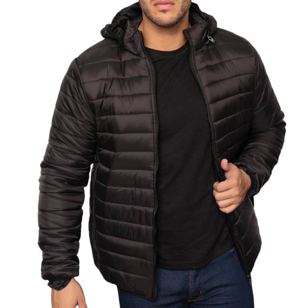 Jaqueta Bobojaco Masculino Impermeável Capuz Removível Inverno Preto P M G GG