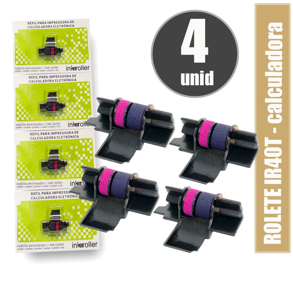 04 ROLETE REFIL PARA CALCULADORA DE MESA MODELO IR40T BICOLOR