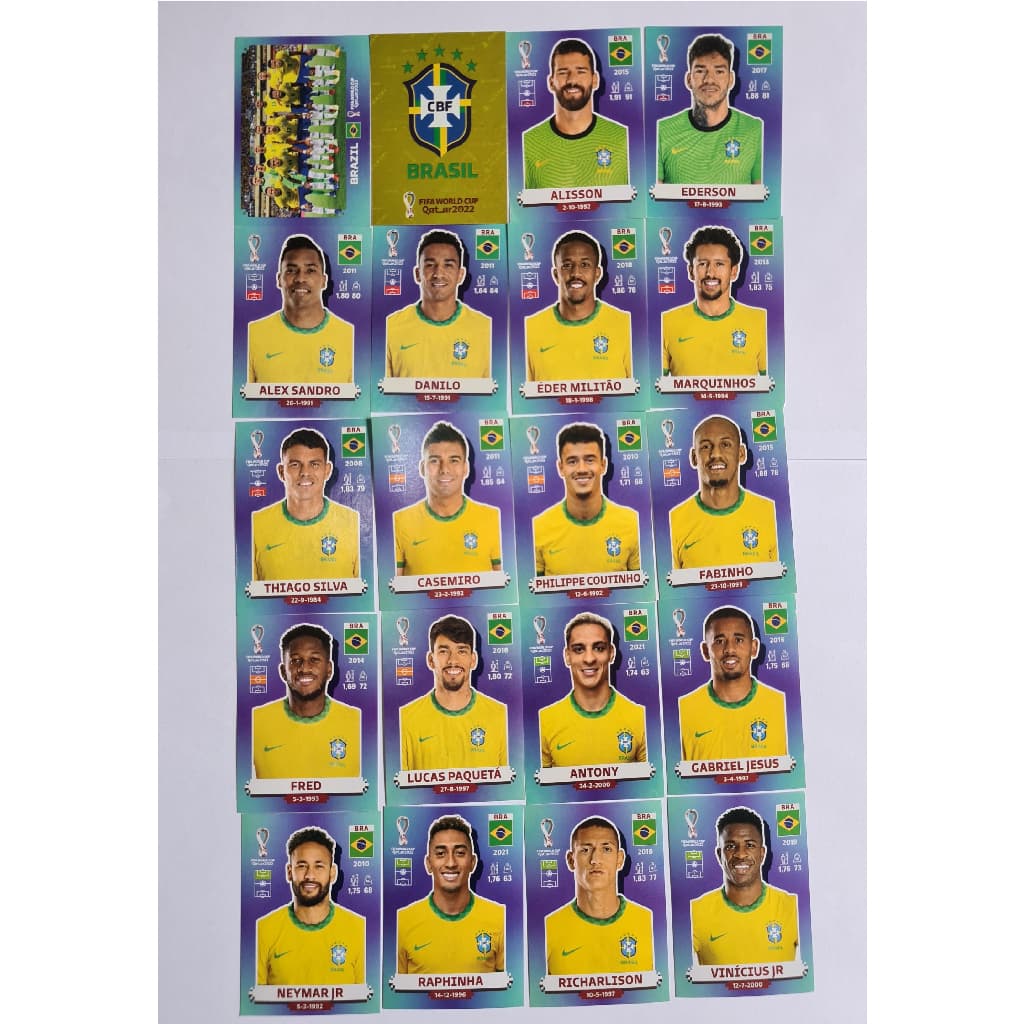 Figurinha Avulsa Brasil Álbum Copa do Mundo 2022 Seleção Brasileira