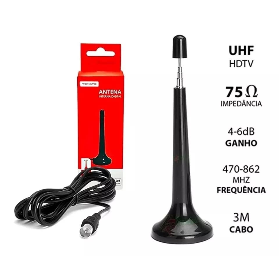 Antena Digital para TV - HDTV 3metros De Cabo - MTV-3015 Tomate