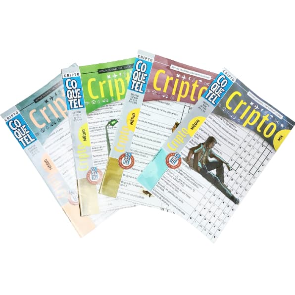 kit 4 Passatempos Coquetel Cripto Nível Médio - 43 Páginas
