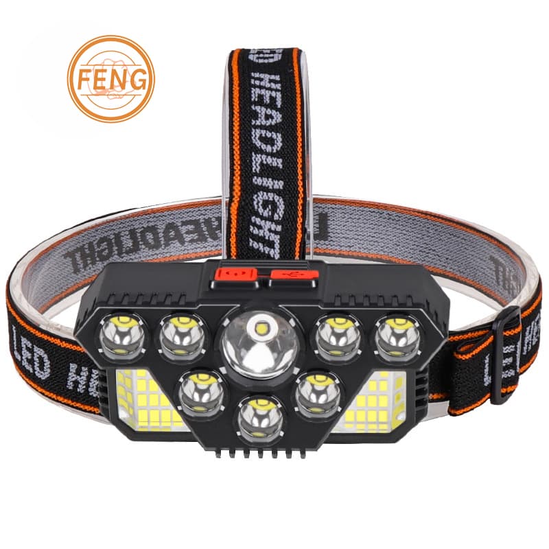 Potente Farol 10LED lanterna de cabeça luz de pesca Carregamento USB