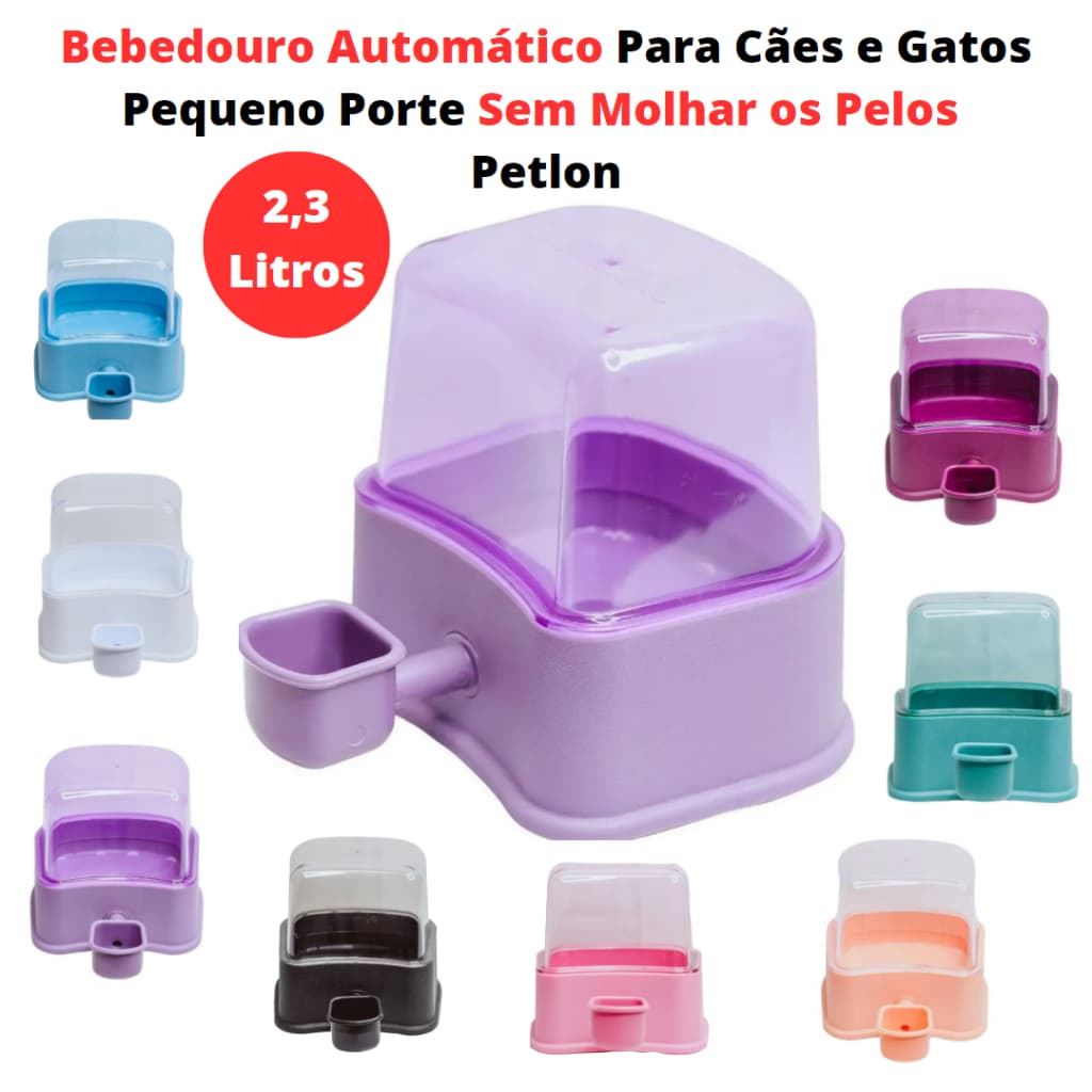 Bebedouro Automático Para Cães e Gatos Pequeno Porte Sem Molhar os Pelos 2,3 Litros Petlon