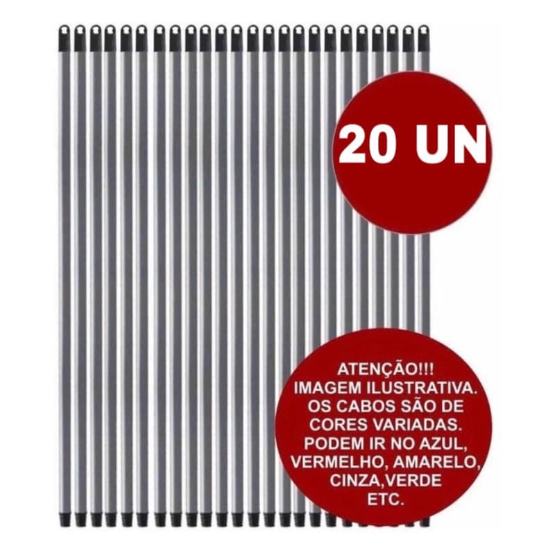 kit 20 cabos de vassoura plastificado