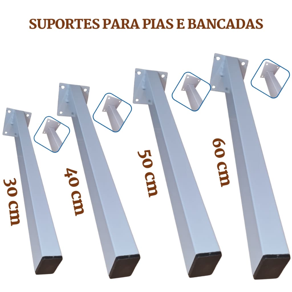 Suporte para Pia de Parafusar - Grapa para Bancada Mármore Granito 30cm 40cm 50cm 60cm - 1 unidade
