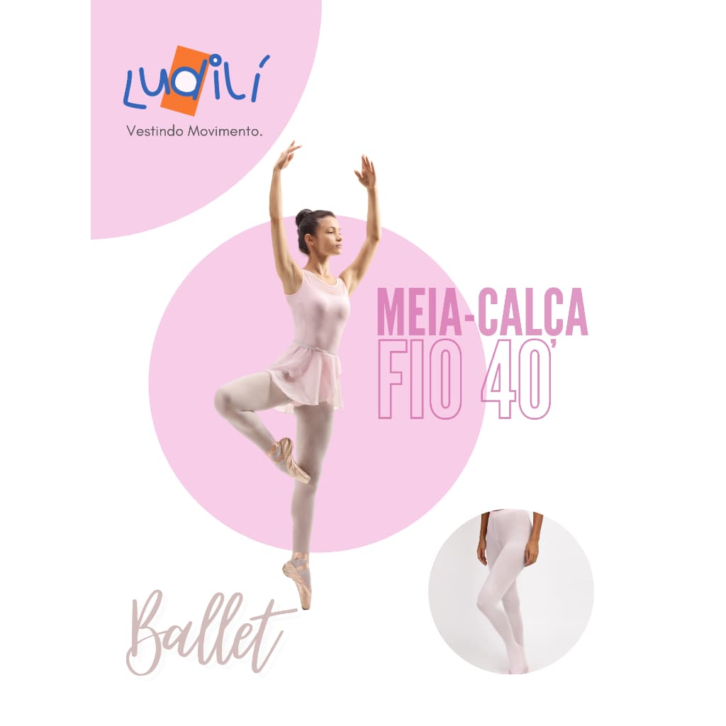 Meia Calça Fio 40 Tradicional Ballet Jazz / Balé infantil e Adulta com pé Clássica - Cores Rosa e Preta e Branca.