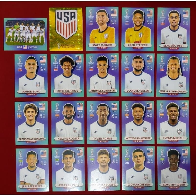 Figurinhas Avulsas da Copa do Mundo 2022 Seleção dos Estados Unidos (USA)