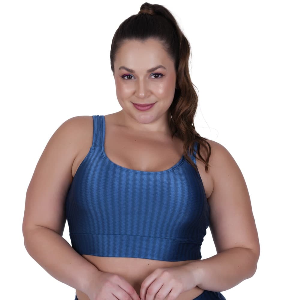 Cropped Plus Size de Academia Fitness 3D Bella da Serra Top Com Alça Larga de Sustentação