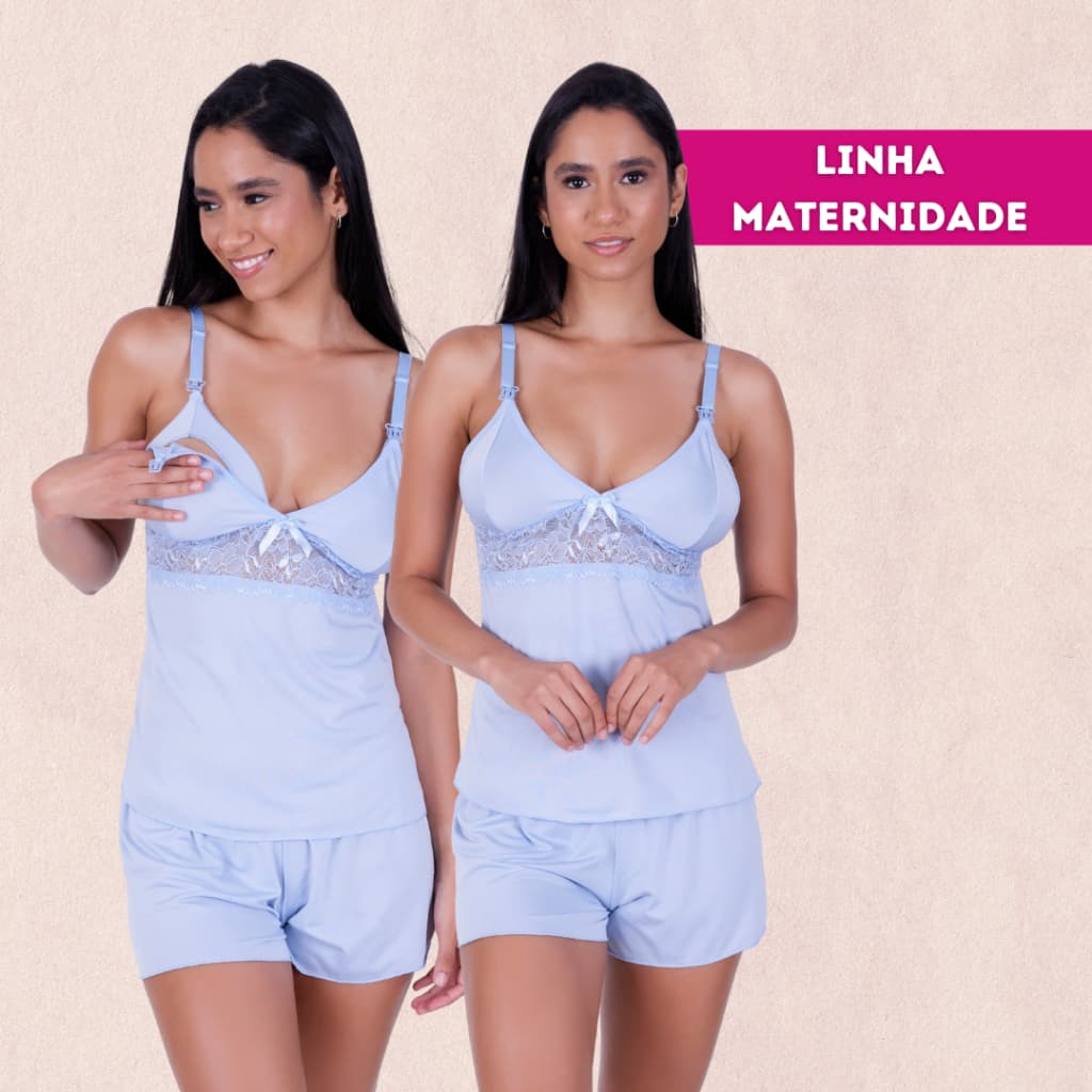 Baby Doll Amamentação com Renda Conforto Maternidade Pós Parto Gestante Roupa de Dormir Pijama BeLIT Linha Noite - 1702