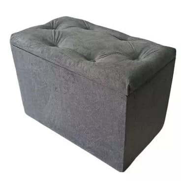 Puff Baú Retangular Suede Porta Objetos