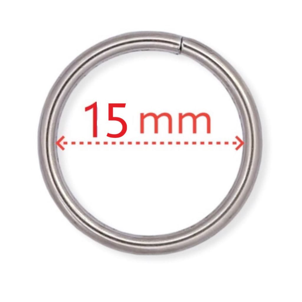 Argola para Bolsa Prata 15mm 1,5cm - pct 10 unidades Com Solda - Para Bolsas, Costura, Artesanato