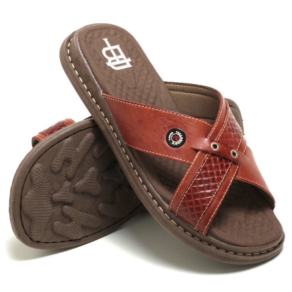 Sandália Antistress Chinelo Masculino Ortopédico Couro 1006