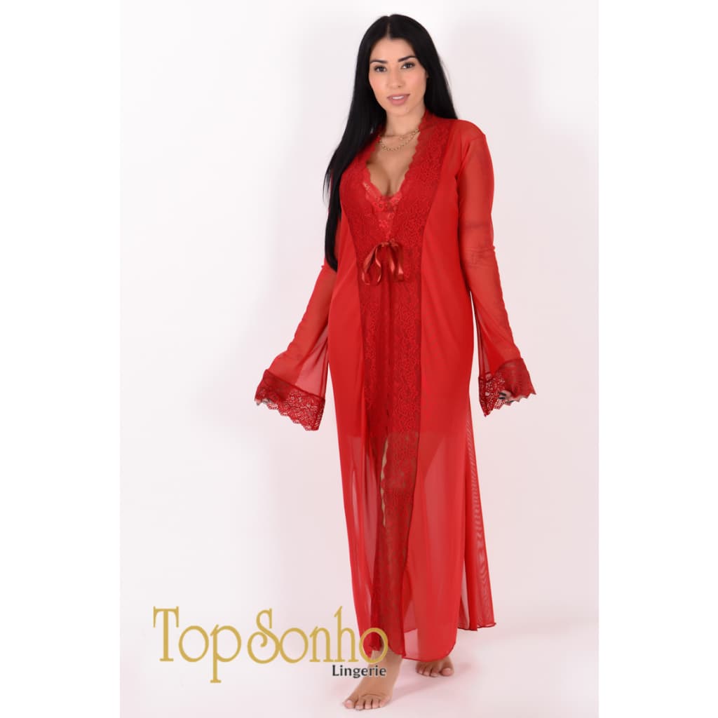 Robe Longo - de Tule sem Calcinha Lingerie Pijama-Roupão feminino