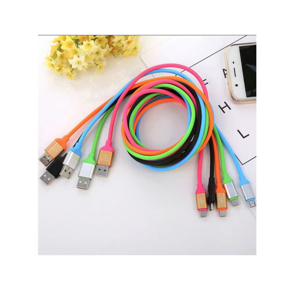 kit 3 Cabos  de Dados Emborrachado Colorido 1.2 Metros turbo