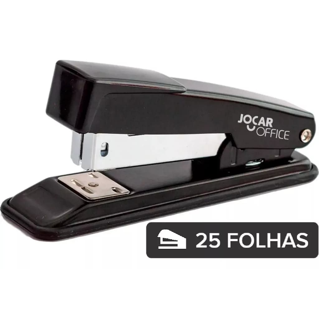 Grampeador Profissional Reforçado Em Aço Preto 20 Folhas