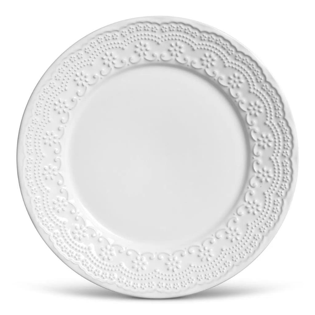Prato Sobremesa de Cerâmica Madeleine Branco 20,5cm - Porto Brasil
