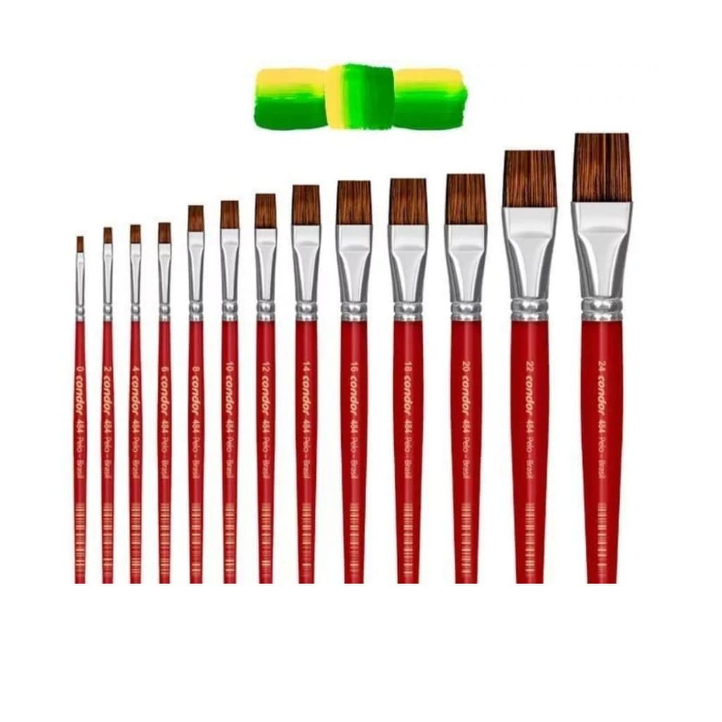 Pincel Condor Chato Longo 484 - Pelo Orelha de Boi e cabo de madeira