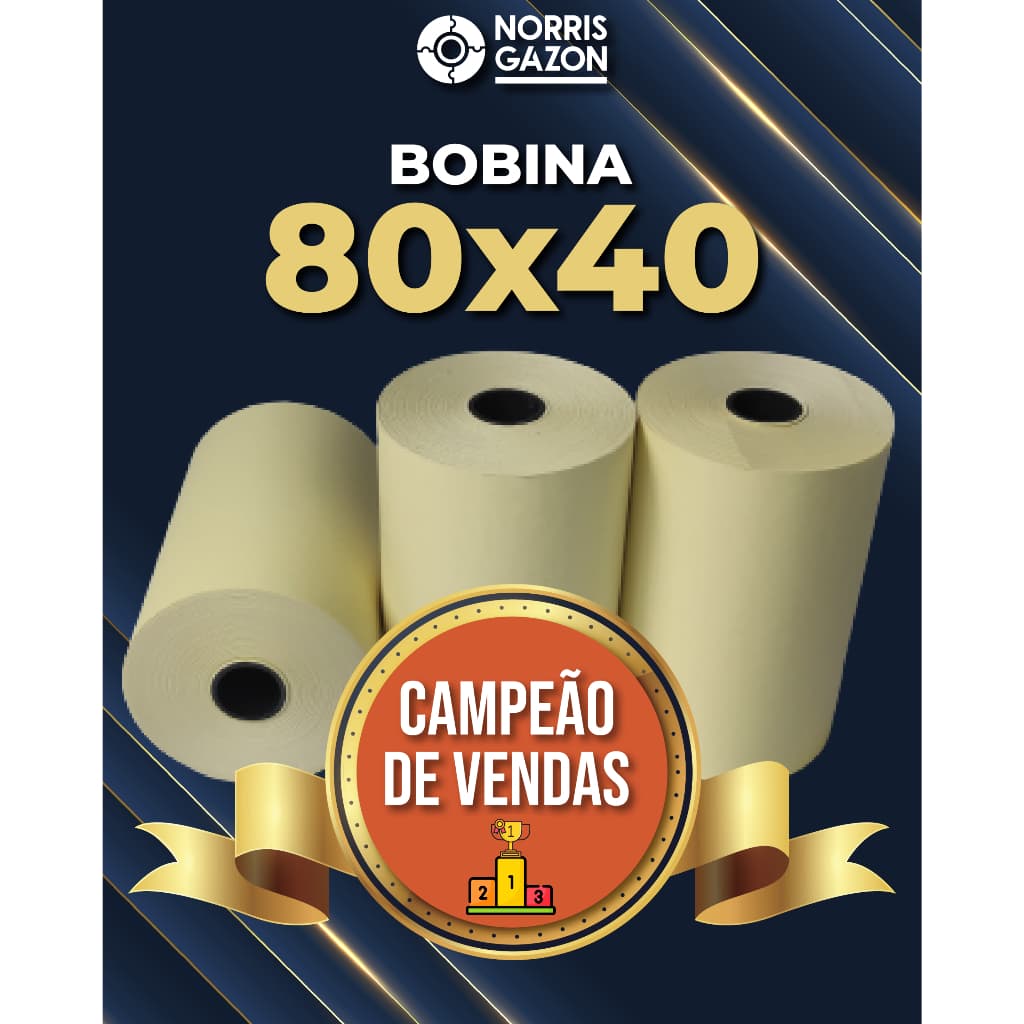 Bobina Termica 80x40 Amarela  caixa com 30 rolos.