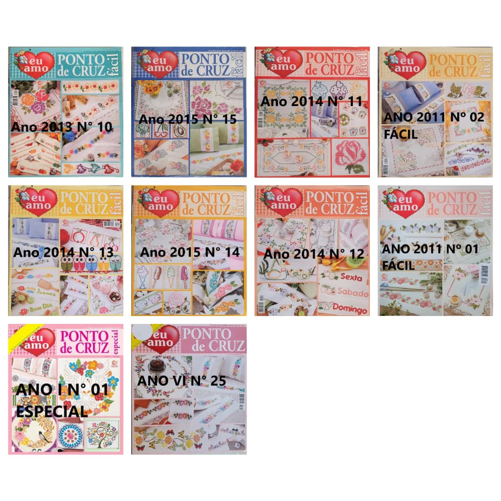6 Revistas A Escolher Eu Amo Ponto Cruz Bordados Modernos