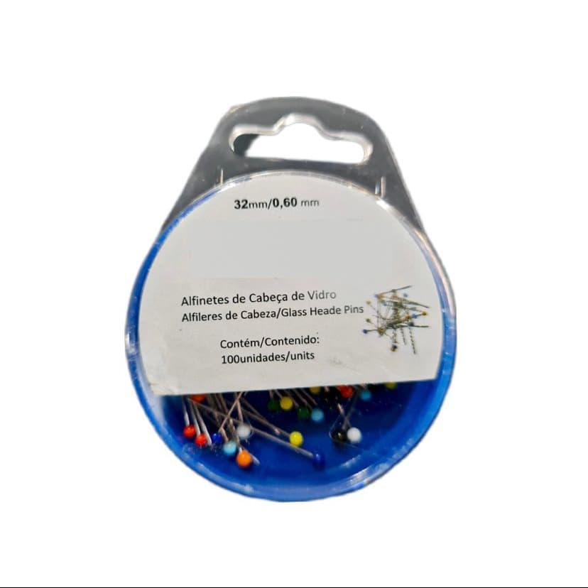 Alfinete Cabeça De Vidro Caixa Com 100 Unidade