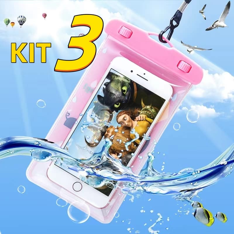 3 Capa Bolsa Prova Dágua Impermeável Celular Transparente Universal