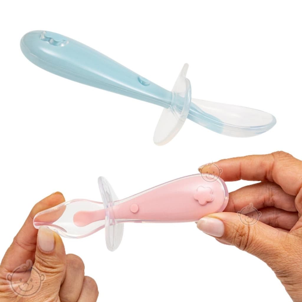 Colher de Silicone para Bebê com Escudo de Proteção Buba Colher Infantil Introdução Alimentar