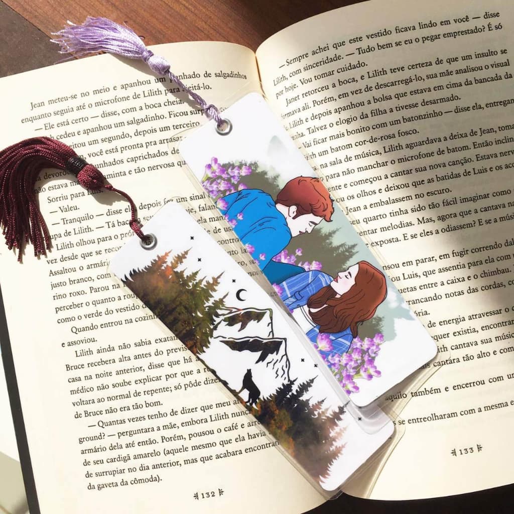 Marca Páginas com Tassel Crepúsculo Bella e Edward Fanart