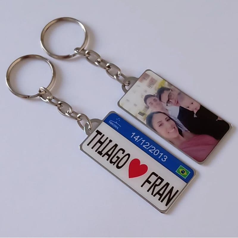 2 Chaveiros Personalizados Foto Placa Mercosul,nome,namorados,casal,crie sua Plaquinha.