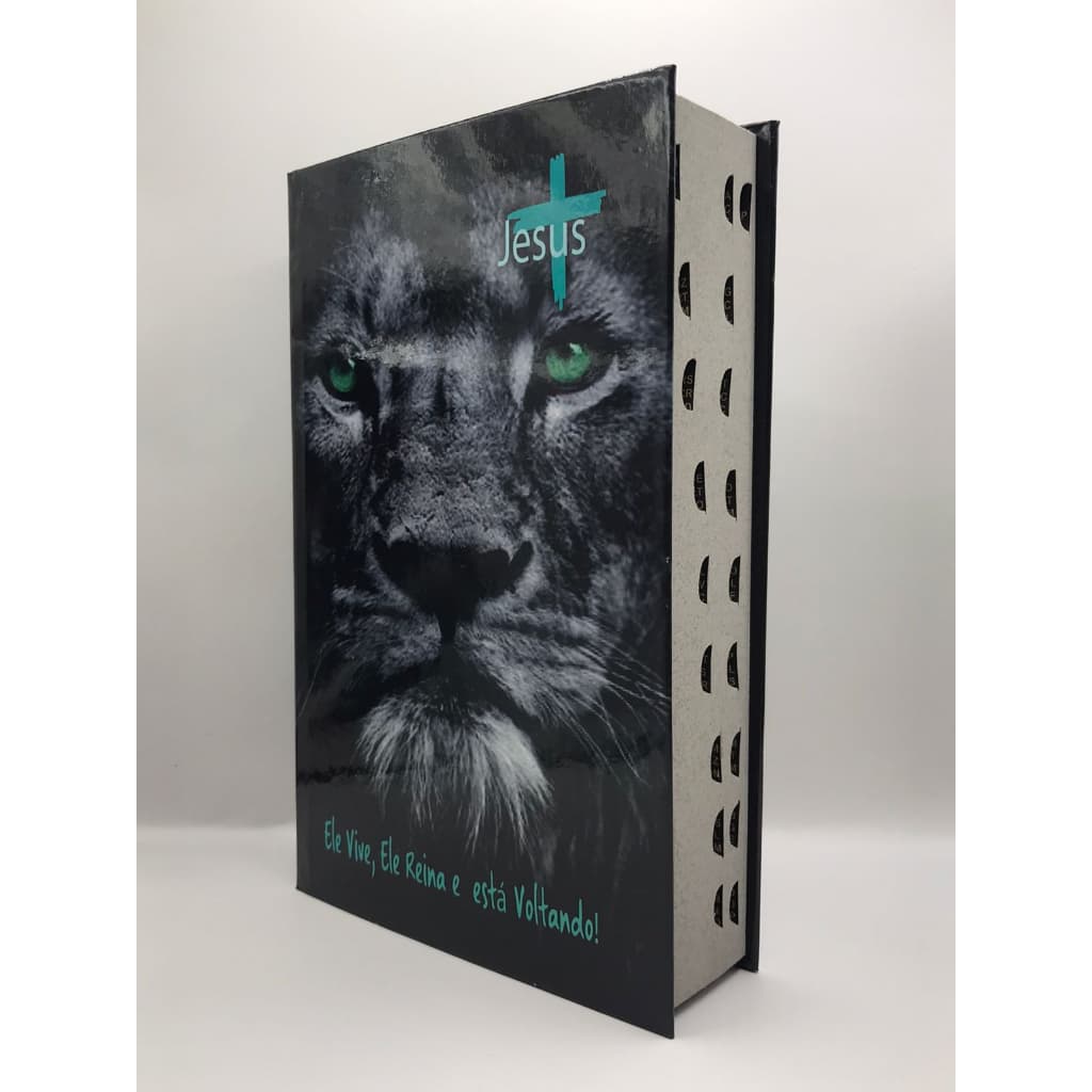 Bíblia Sagrada Tamanho Grande Capa Dura Com Harpa Palavras de Jesus em Vermelho Leão Cinza