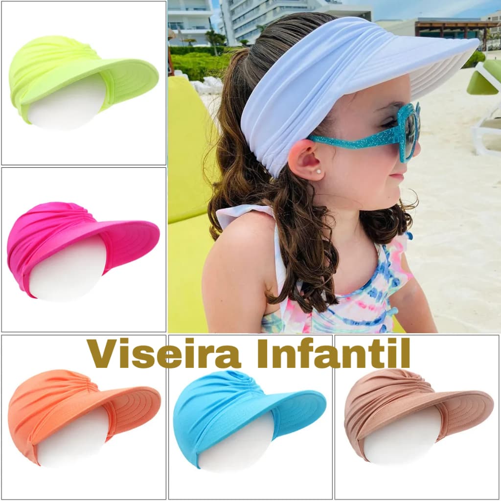 Viseira Infantil Turbante Chapéu De Praia Com Proteção do Sol UV Solar Criança Menina
