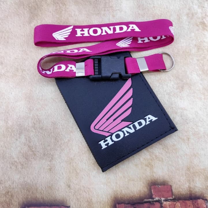 Honda Rosa de Menina Kit Porta Documentos + Cordão Rosa Chaveiro