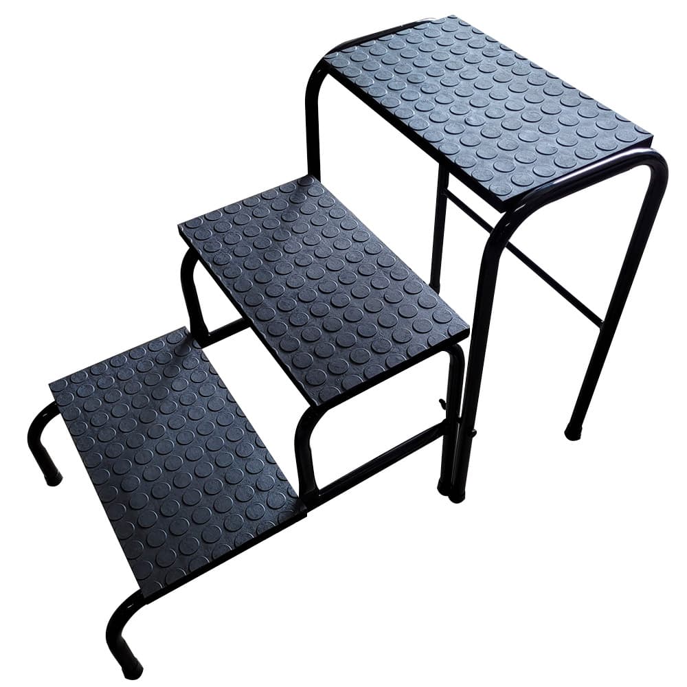 Escada 3 Degraus Dobrável Cor Preta