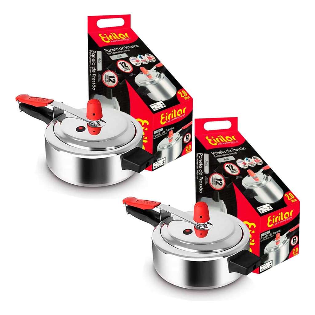 Kit 2 OU 1 Unidade Panela De Pressao Pequena 2 Litros Polida Eirilar Escolha Sua Variação