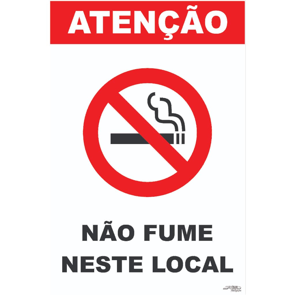 Placa De Sinalização | Não Fume Neste Local | 20x30