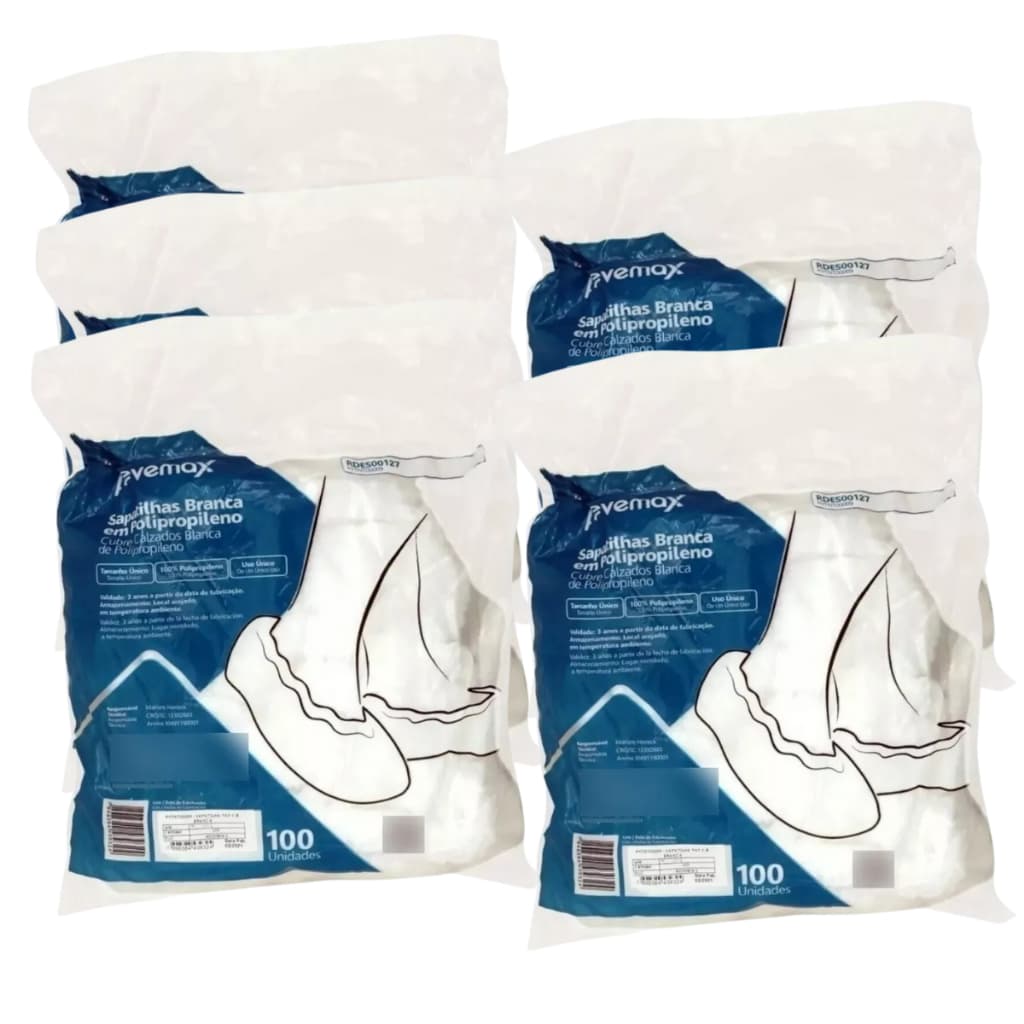 Propé Descartável TNT 500 Unidades Branca Sapatilha Com Elástico Botinha Anvisa Kit com 500