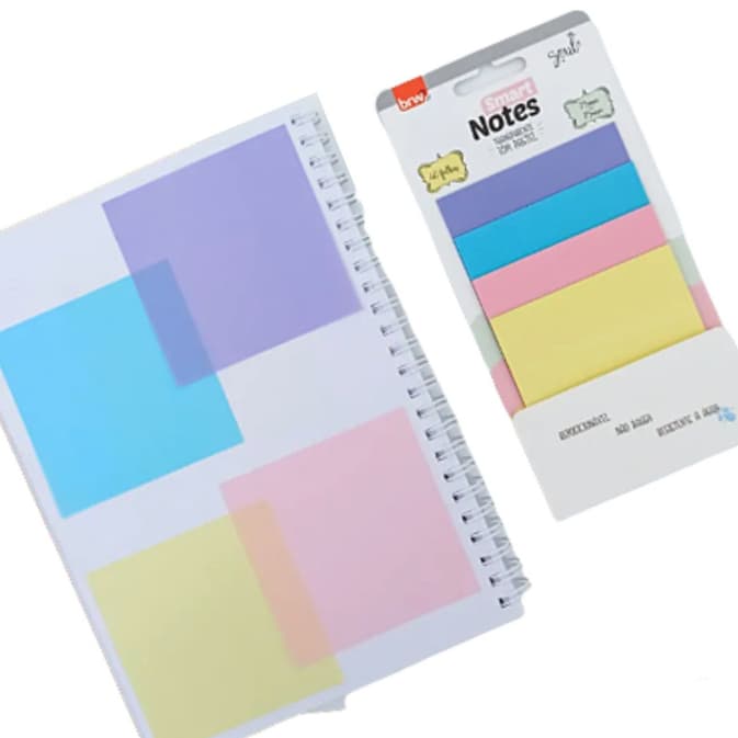 Bloco Adesivo Transparente BRW Smart Notes Soul Tons Pastel 76x76mm