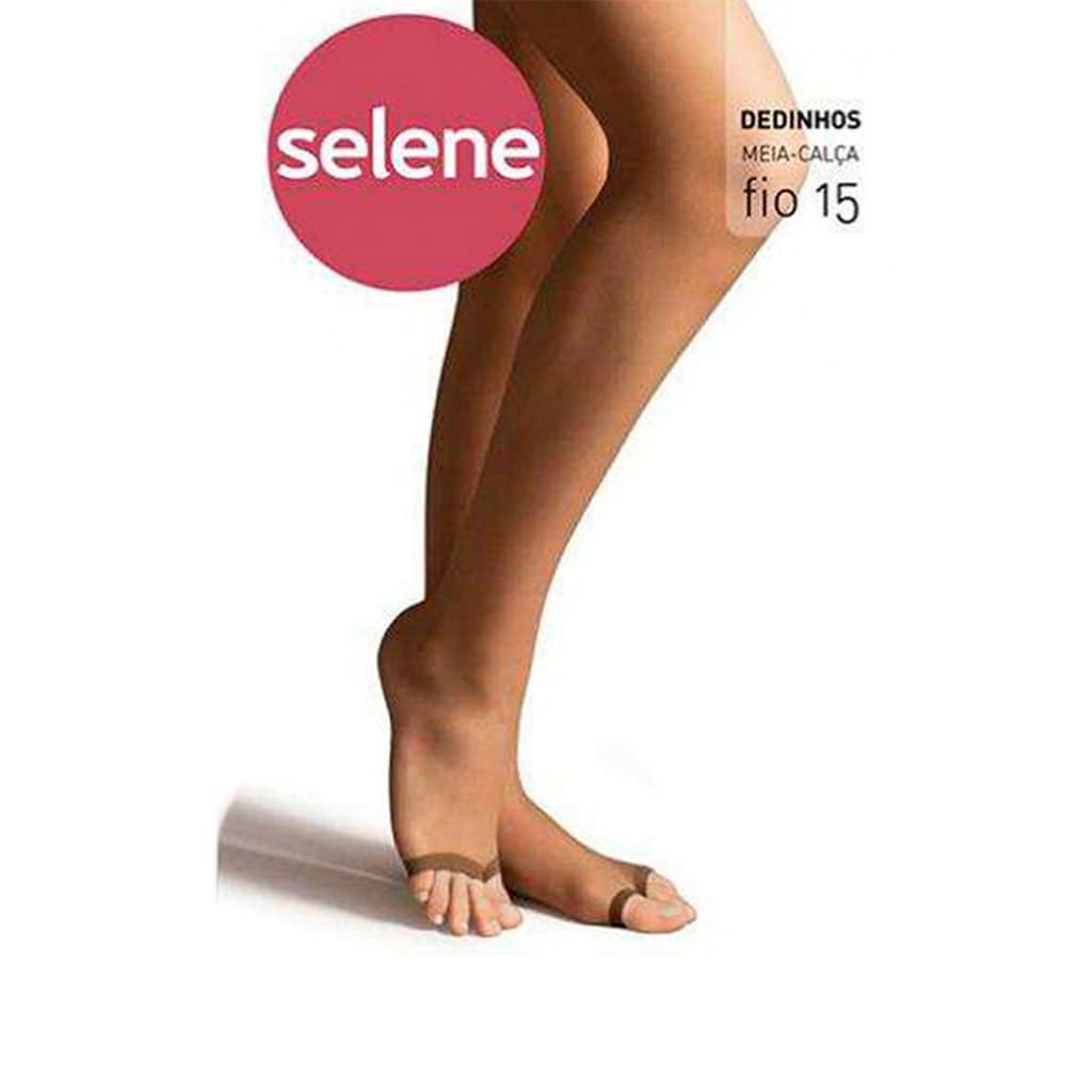 Meia Calça Dedinho de Fora Selene Natural Fina Fio 15 Dedos Livres para Usar com Sandália e Sapato Aberto