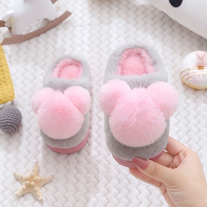 Pantufa Urso PomPom Pelúcia infantil Para Inverno Quente Antiderrapante - Confortável