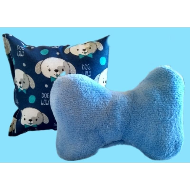 almofada travesseiro osso pet azul 💙