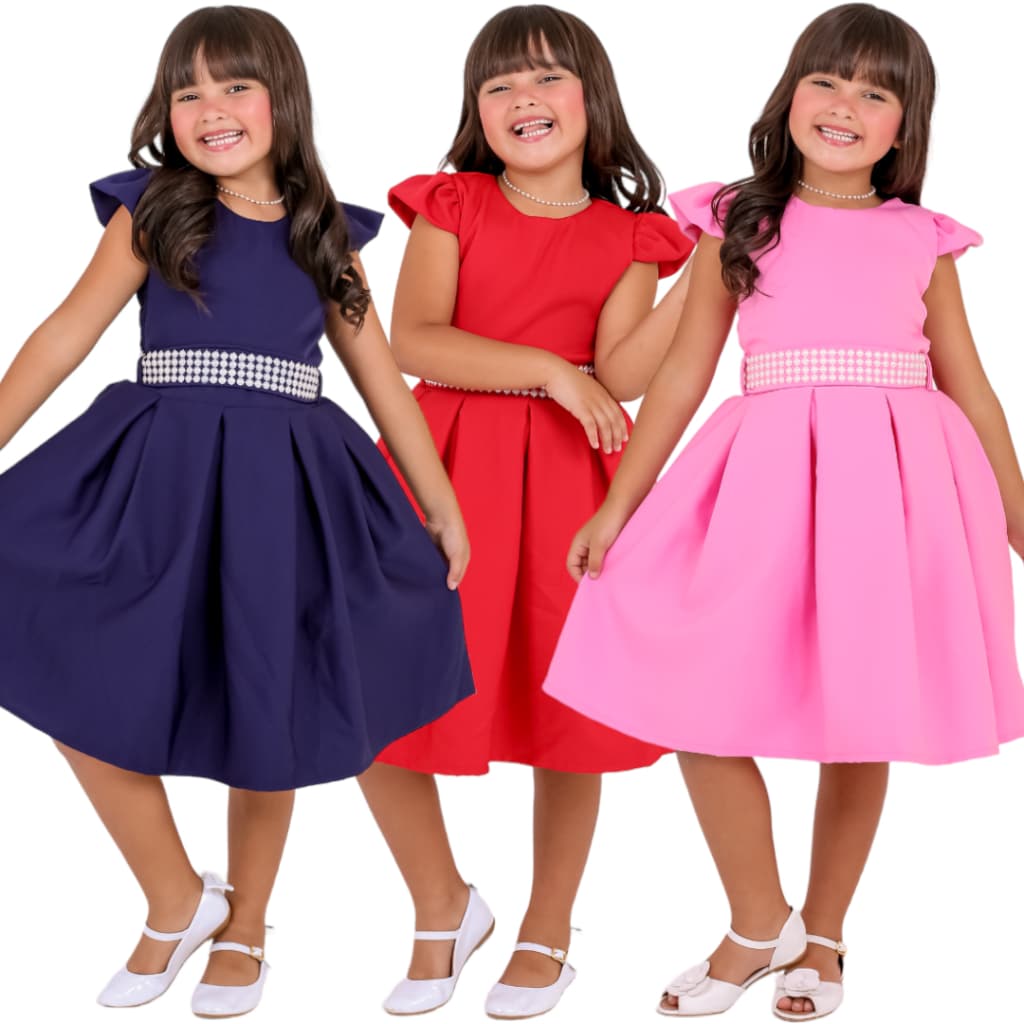 Vestido Pérola Luxuoso Moda Infantil Blogueira Mini Diva Aniversário Foto Festa Casamento Elegante