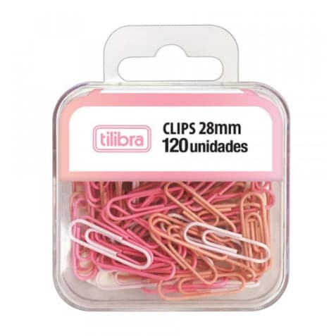 Clips 28mm Rosa Pastel c/120 unid - Tilibra