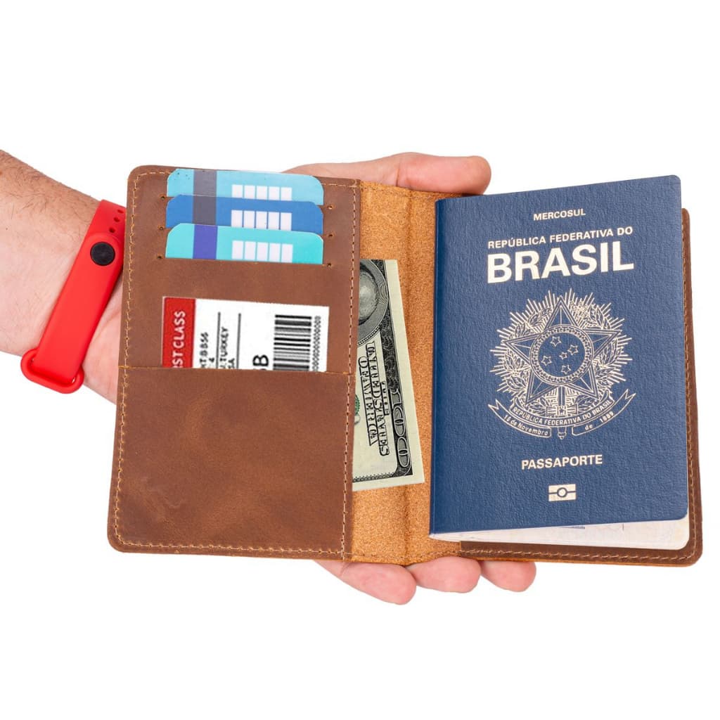 Porta Passaporte Documentos Cartões/cédulas Couro Legítimo