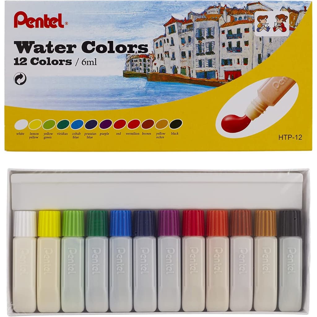 Tinta Aquarela 12 Cores Water Colors 6ml Pentel