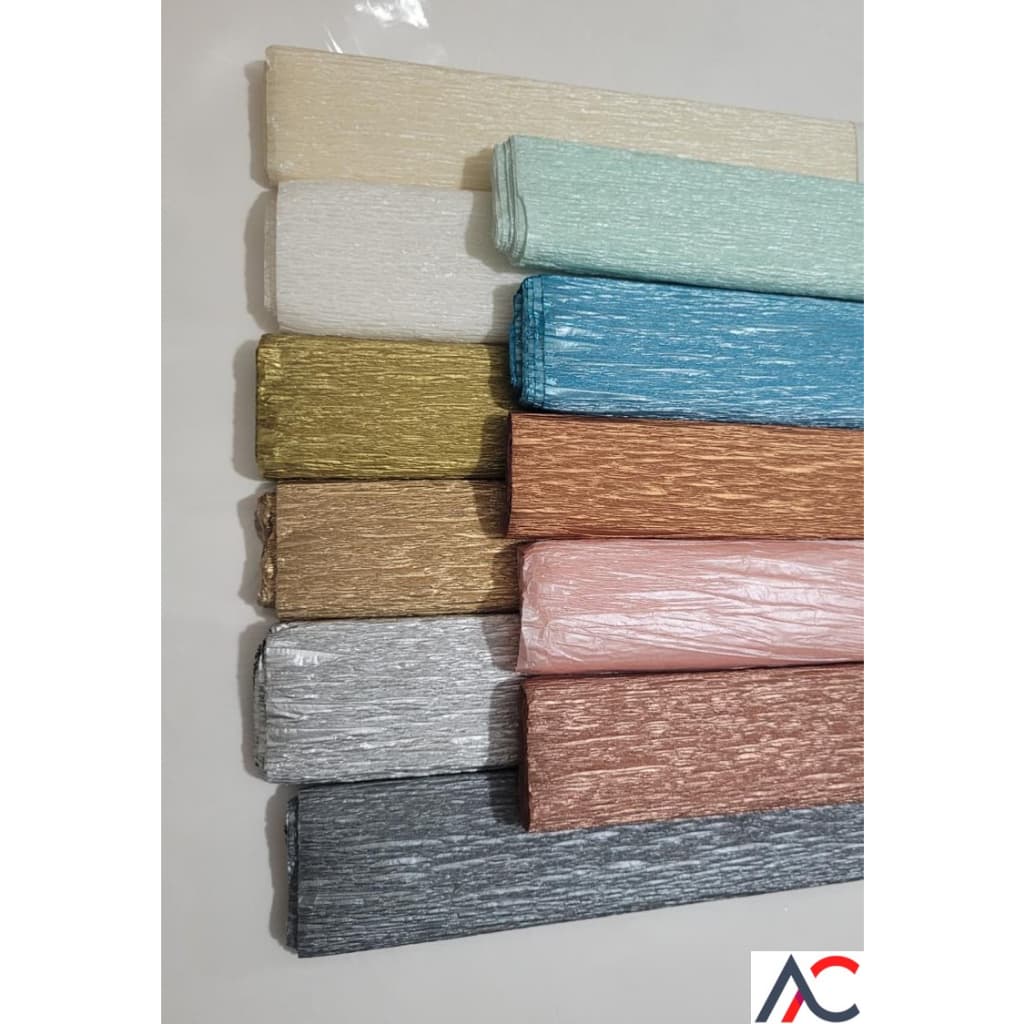 Papel Crepom Impermeável Metalico/Perolado ART FLOC Tipo Italiano 48cmx2m UNIDADE - para bem casado/forminhas