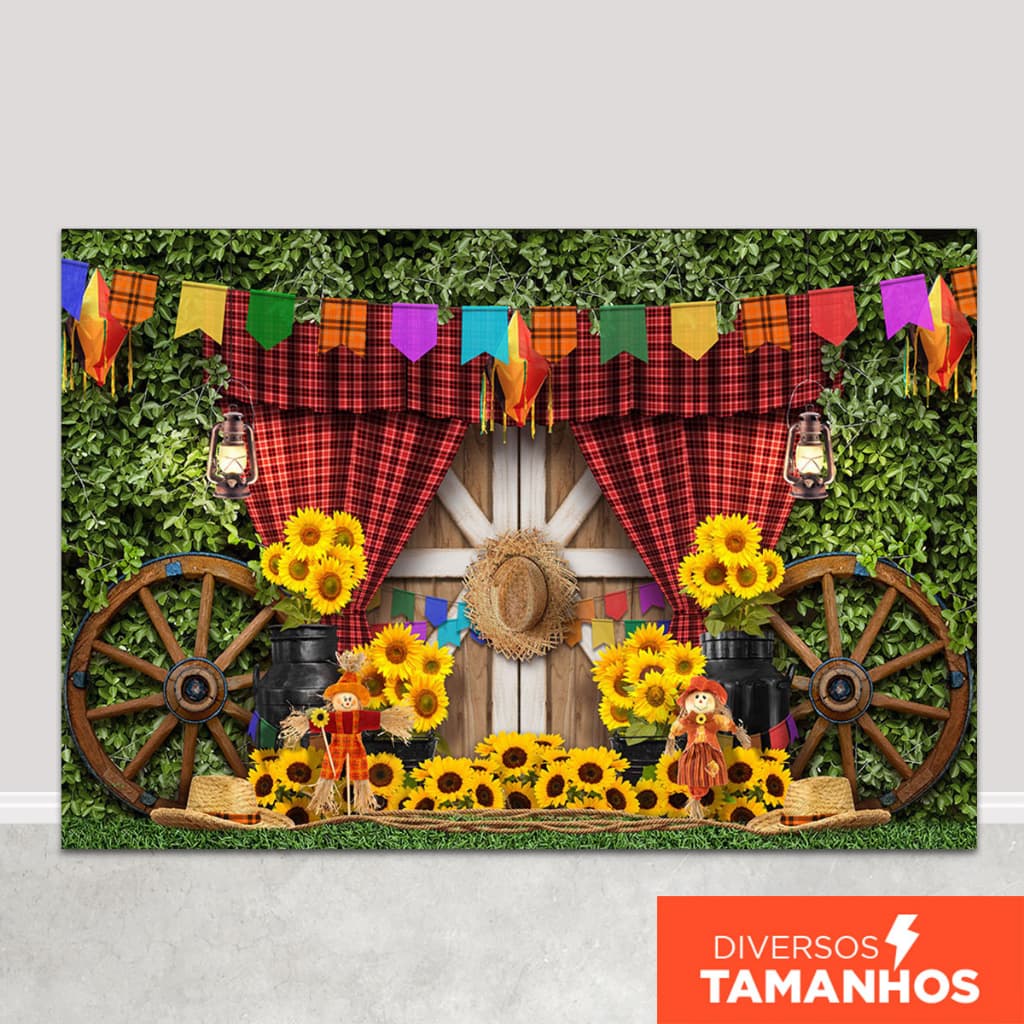 Fundo Fotográfico Festa Junina Cenário Fazenda Painel para Foto Sublimado Em Tecido