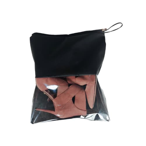 Kit 10 Saquinho Sapato Sandália etc. TNT Grosso. Com Zíper + Alça + Visor Grande 18cm. Saco sapato