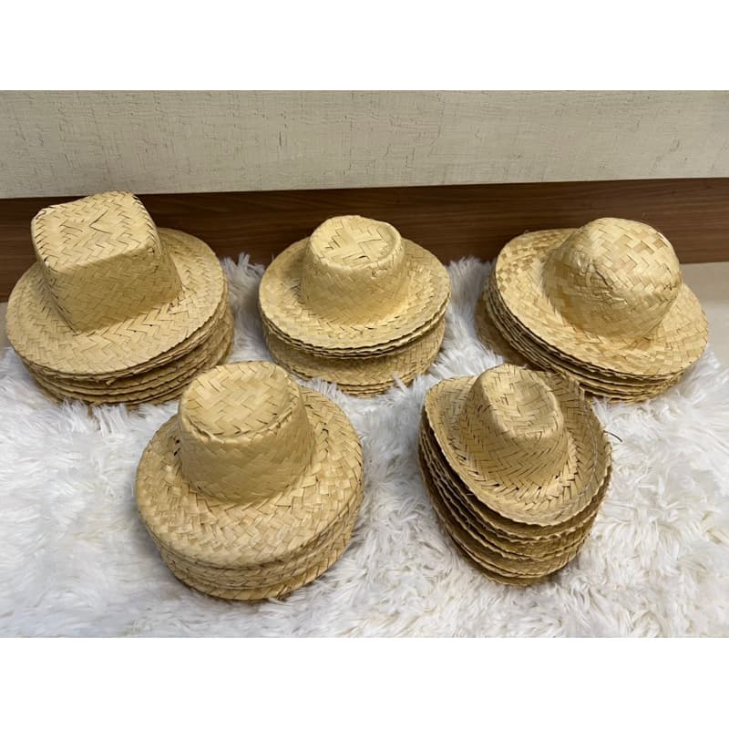 Mini Chapeu Palha Festa Junina 12cm/14cm/16cm/18cm /23cm Para Bebe Por Unidade
