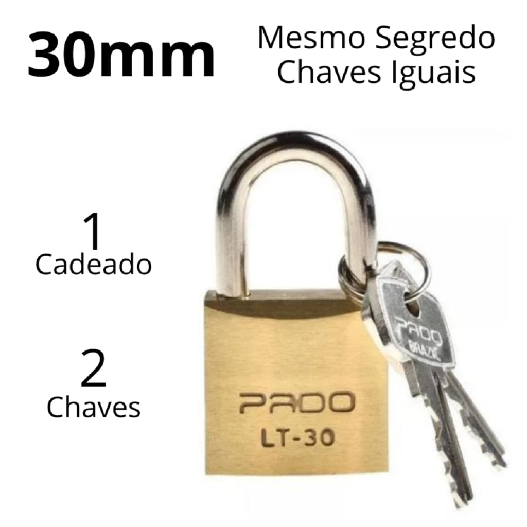 Cadeado Pado 30mm Mesmo Segredos Iguais Mesma Chave Pado