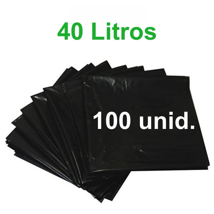Saco de Lixo Preto 40Litros 100 Unidades  - BayPlastic