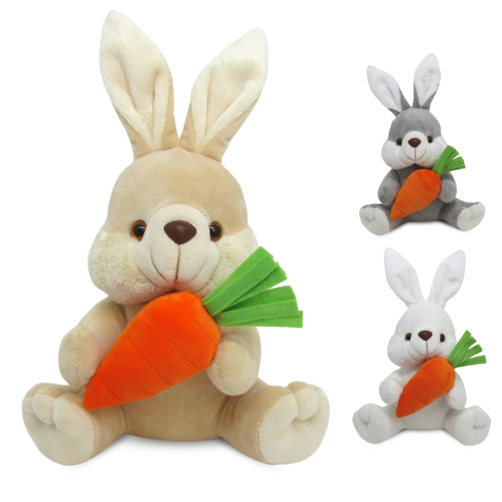 Coelho De Pelúcia Com Cenoura 25cm Decoração Cesta Páscoa